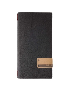 Porta Menu A4 SLIM (17,4x31,8 cm) etichetta PATCH "personalizzata" (minimo 18 pezzi) cornicetta (4 facciate) elastico rosso JUTA