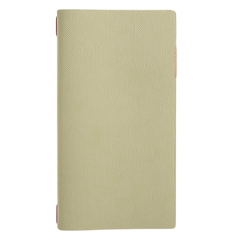 Porta Menu A4 SLIM (17,4x31,8 cm) etichetta PATCH "personalizzata" (minimo 18 pezzi) cornicetta (4 facciate) elastico rosso JUTA