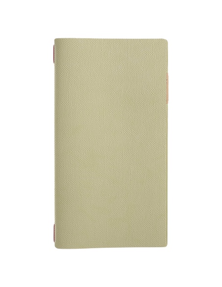 Porta Menu A4 SLIM (17,4x31,8 cm) etichetta PATCH "personalizzata" (minimo 18 pezzi) cornicetta (4 facciate) elastico rosso JUTA