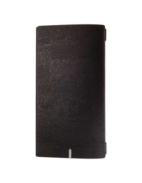Porta Menu A4 SLIM (17,4x31,8 cm) etichetta METAL "menu" cornicetta (4 facciate) elastico nero SUGHERO NERO sp. 2.5