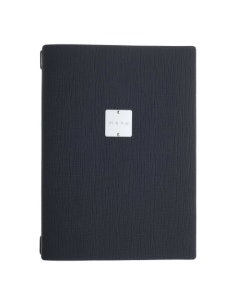 Porta Menu A4 (23,2x31,8 cm) etichetta METAL "menu" cornicetta (4 facciate) elastico nero CHEF BLU