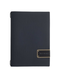 Porta Menu A4 (23,2x31,8 cm) etichetta PATCH "menu" cornicetta (4 facciate) elastico nero CHEF BLU