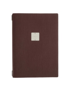 Porta Menu A4 (23,2x31,8 cm) etichetta METAL "personalizzata" (minimo 18 pezzi) cornicetta (4 facciate) elastico nero CHEF BORDE