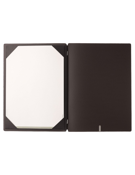 Porta Menu A4 (23,2x31,8 cm) etichetta METAL "menu" cornicetta (4 facciate) elastico nero CHEF MARRONE