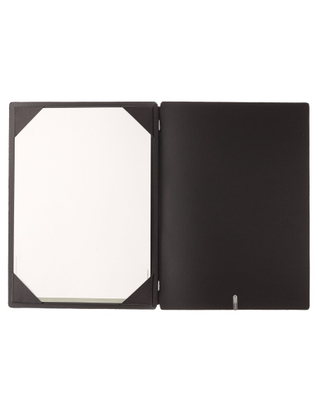 Porta Menu A4 (23,2x31,8 cm) etichetta METAL "personalizzata" (minimo 18 pezzi) cornicetta (4 facciate) elastico nero CHEF NERO