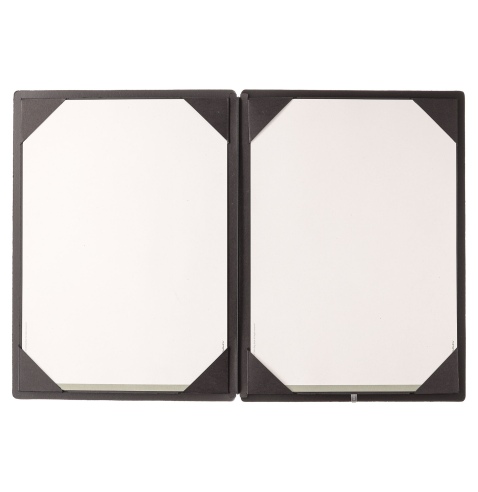Porta Menu A4 (23,2x31,8 cm) senza etichetta cornicetta (4 facciate) elastico nero CHEF NERO