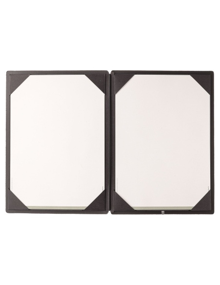 Porta Menu A4 (23,2x31,8 cm) senza etichetta cornicetta (4 facciate) elastico nero CHEF NERO