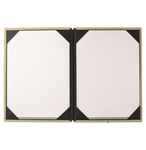 Porta Menu A4 (23,2x31,8 cm) etichetta METAL "personalizzata" (minimo 18 pezzi) cornicetta (4 facciate) elastico nero CHEF SALVI