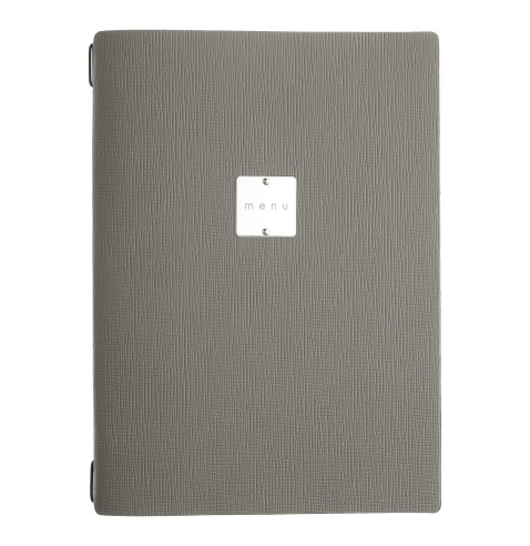 Porta Menu A4 (23,2x31,8 cm) etichetta METAL "personalizzata" (minimo 18 pezzi) cornicetta (4 facciate) elastico nero CHEF TORTO