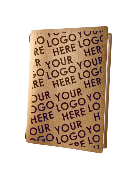 Porta Menu CUSTOM A4 (23,2x31,8 cm) personalizzato stampa 2 facciate - cornicetta (4 facciate) elastico rosso - ECO NATURALE sp.