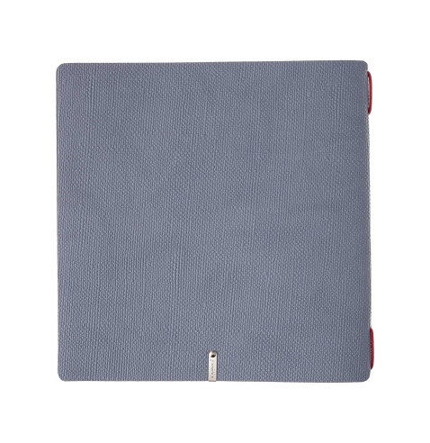 Porta Menu QUADRATO (23x23,1 cm) etichetta METAL "menu" 2 buste (4 facciate) elastico rosso JUTA AVIO