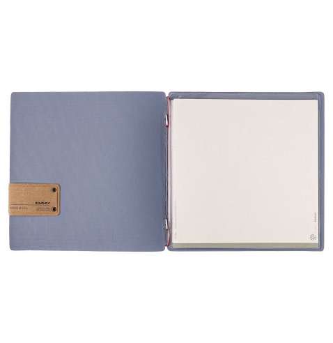 Porta Menu QUADRATO (23x23,1 cm) etichetta PATCH "personalizzata" (minimo 18 pezzi) 2 buste (4 facciate) elastico rosso JUTA AVI