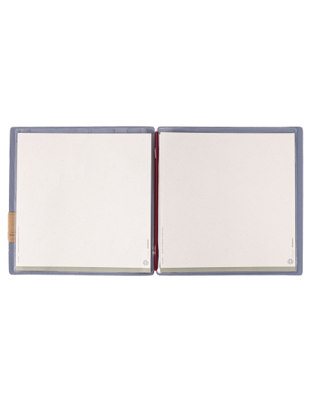 Porta Menu QUADRATO (23x23,1 cm) etichetta PATCH "personalizzata" (minimo 18 pezzi) 2 buste (4 facciate) elastico rosso JUTA AVI