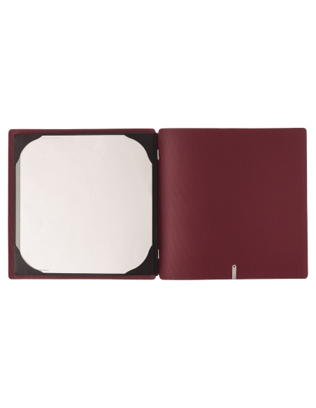 Porta Menu QUADRATO (23x23,1 cm) etichetta METAL "personalizzata" (minimo 18 pezzi) cornicetta (4 facciate) elastico rosso JUTA 
