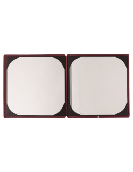Porta Menu QUADRATO (23x23,1 cm) senza etichetta cornicetta (4 facciate) elastico rosso JUTA BORDEAUX