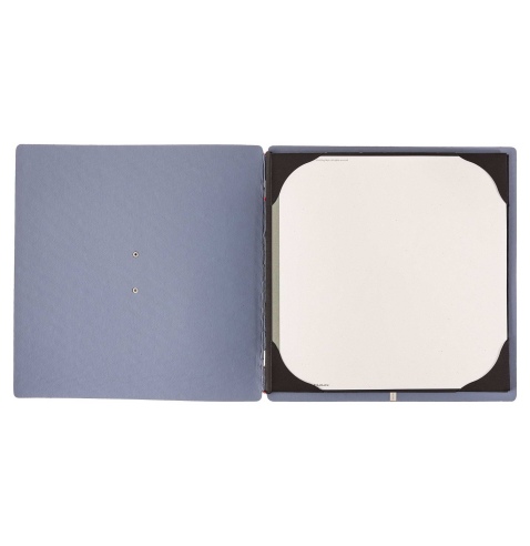 Porta Menu QUADRATO (23x23,1 cm) etichetta METAL "personalizzata" (minimo 18 pezzi) cornicetta (4 facciate) elastico rosso JUTA 