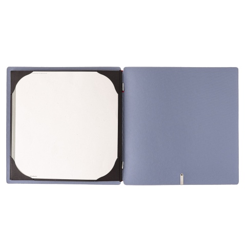 Porta Menu QUADRATO (23x23,1 cm) etichetta METAL "personalizzata" (minimo 18 pezzi) cornicetta (4 facciate) elastico rosso JUTA 