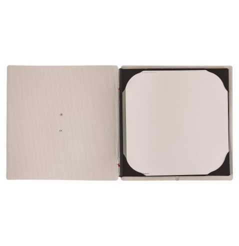 Porta Menu QUADRATO (23x23,1 cm) etichetta METAL "personalizzata" (minimo 18 pezzi) cornicetta (4 facciate) elastico rosso JUTA 
