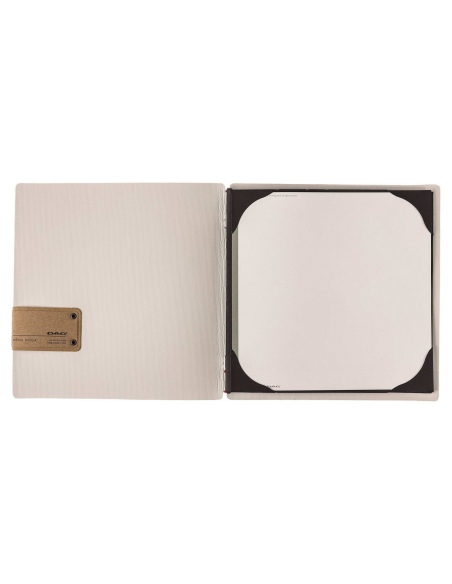 Porta Menu QUADRATO (23x23,1 cm) etichetta PATCH "menu" cornicetta (4 facciate) elastico rosso JUTA AVORIO