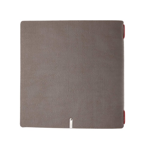 Porta Menu QUADRATO (23x23,1 cm) etichetta METAL "personalizzata" (minimo 18 pezzi) cornicetta (4 facciate) elastico rosso JUTA 