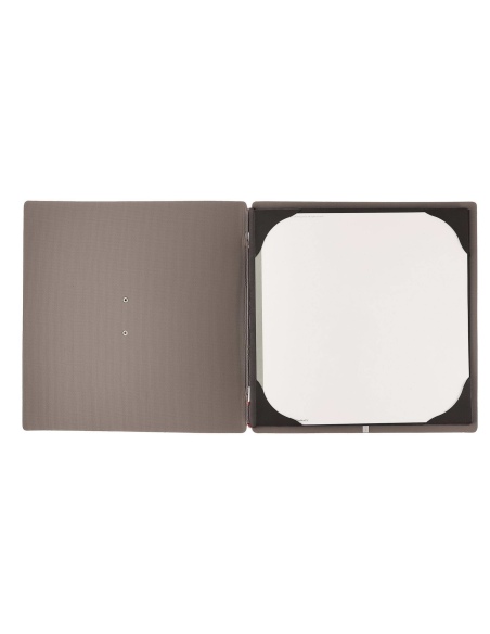 Porta Menu QUADRATO (23x23,1 cm) etichetta METAL "personalizzata" (minimo 18 pezzi) cornicetta (4 facciate) elastico rosso JUTA 