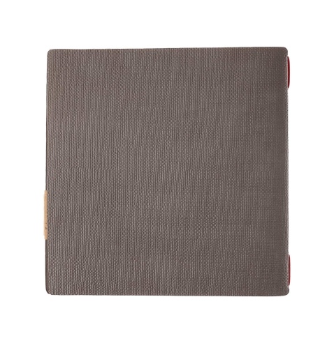 Porta Menu QUADRATO (23x23,1 cm) etichetta PATCH "personalizzata" (minimo 18 pezzi) cornicetta (4 facciate) elastico rosso JUTA 