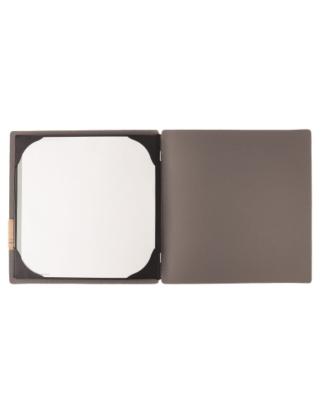 Porta Menu QUADRATO (23x23,1 cm) etichetta PATCH "personalizzata" (minimo 18 pezzi) cornicetta (4 facciate) elastico rosso JUTA 