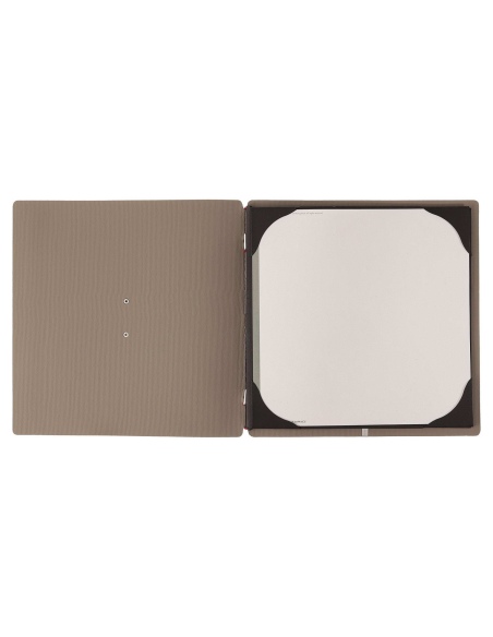 Porta Menu QUADRATO (23x23,1 cm) etichetta METAL "personalizzata" (minimo 18 pezzi) cornicetta (4 facciate) elastico rosso JUTA 