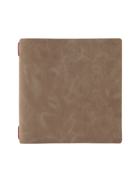 Porta Menu QUADRATO (23x23,1 cm) senza etichetta cornicetta (4 facciate) elastico rosso JUTA CAMMELLO