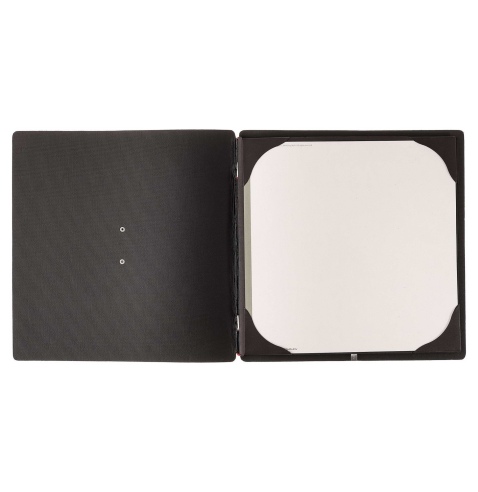 Porta Menu QUADRATO (23x23,1 cm) etichetta METAL "personalizzata" (minimo 18 pezzi) cornicetta (4 facciate) elastico rosso JUTA 