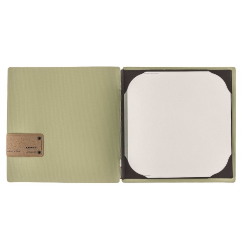 Porta Menu QUADRATO (23x23,1 cm) etichetta PATCH "personalizzata" (minimo 18 pezzi) cornicetta (4 facciate) elastico rosso JUTA 