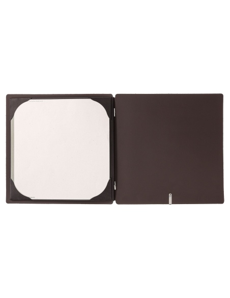 Porta Menu QUADRATO (23x23,1 cm) etichetta METAL "personalizzata" (minimo 18 pezzi) cornicetta (4 facciate) elastico nero SUGHER