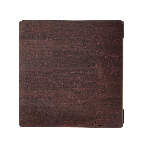 Porta Menu QUADRATO (23x23,1 cm) etichetta PATCH "menu" cornicetta (4 facciate) elastico nero SUGHERO MARRONE sp. 2.5