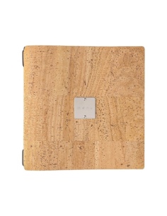 Porta Menu QUADRATO (23x23,1 cm) etichetta METAL "menu" cornicetta (4 facciate) elastico nero SUGHERO NATURALE sp. 1.4