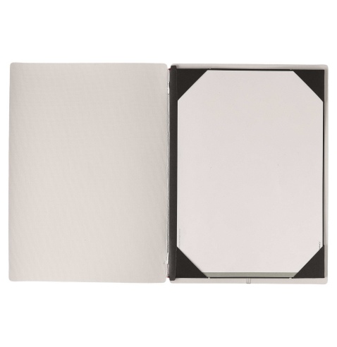 Porta Menu A4 (23,2x31,8 cm) senza etichetta cornicetta (4 facciate) elastico rosso JUTA AVORIO