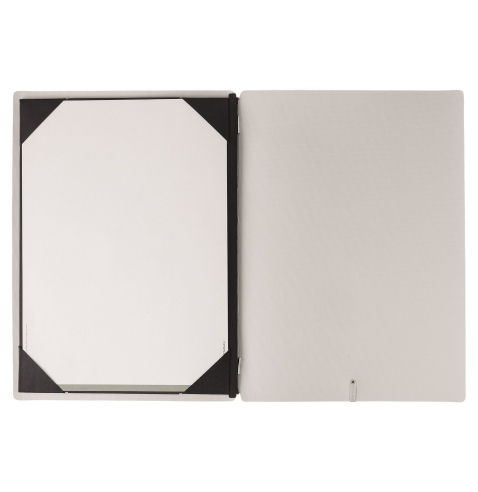 Porta Menu A4 (23,2x31,8 cm) senza etichetta cornicetta (4 facciate) elastico rosso JUTA AVORIO