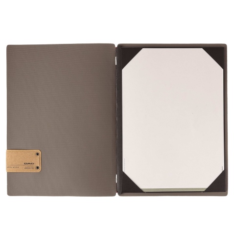 Porta Menu A4 (23,2x31,8 cm) etichetta PATCH "menu" cornicetta (4 facciate) elastico rosso JUTA GRIGIO