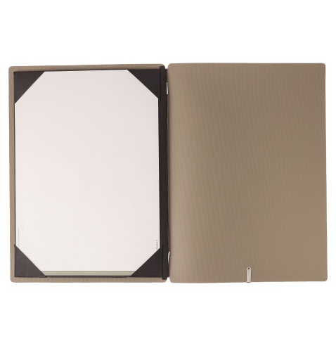 Porta Menu A4 (23,2x31,8 cm) senza etichetta cornicetta (4 facciate) elastico rosso JUTA CAMMELLO