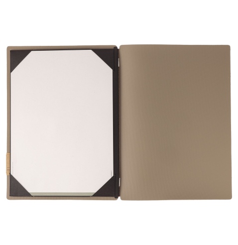 Porta Menu A4 (23,2x31,8 cm) etichetta PATCH "personalizzata" (minimo 18 pezzi) cornicetta (4 facciate) elastico rosso JUTA CAMM