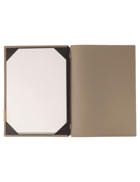 Porta Menu A4 (23,2x31,8 cm) etichetta PATCH "personalizzata" (minimo 18 pezzi) cornicetta (4 facciate) elastico rosso JUTA CAMM