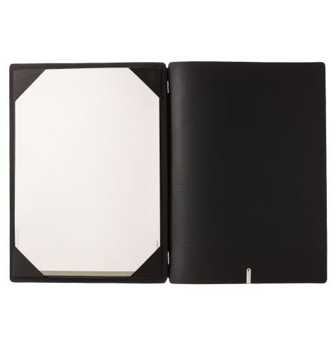 Porta Menu A4 (23,2x31,8 cm) senza etichetta cornicetta (4 facciate) elastico rosso JUTA NERO