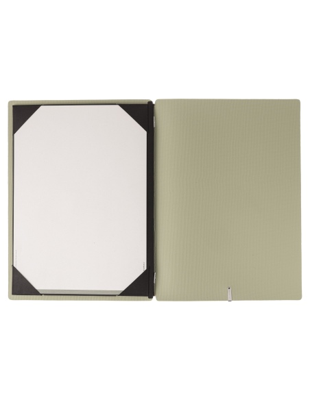 Porta Menu A4 (23,2x31,8 cm) etichetta METAL "personalizzata" (minimo 18 pezzi) cornicetta (4 facciate) elastico rosso JUTA SALV