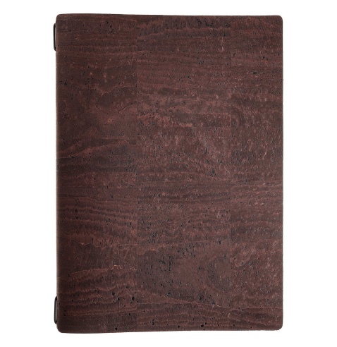 Porta Menu A4 (23,2x31,8 cm) senza etichetta cornicetta (4 facciate) elastico nero SUGHERO MARRONE sp. 2.5