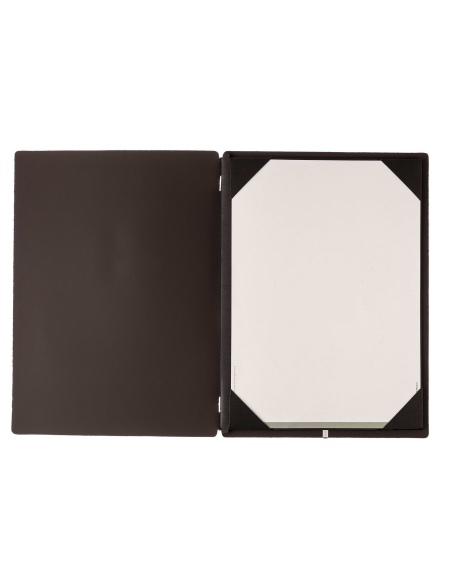 Porta Menu A4 (23,2x31,8 cm) senza etichetta cornicetta (4 facciate) elastico nero SUGHERO MARRONE sp. 2.5