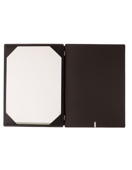 Porta Menu A4 (23,2x31,8 cm) etichetta METAL "personalizzata" (minimo 18 pezzi) cornicetta (4 facciate) elastico nero SUGHERO NA