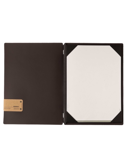 Porta Menu A4 (23,2x31,8 cm) etichetta PATCH "personalizzata" (minimo 18 pezzi) cornicetta (4 facciate) elastico nero SUGHERO NA