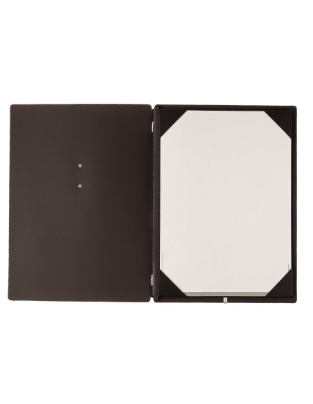 Porta Menu A4 (23,2x31,8 cm) etichetta METAL "personalizzata" (minimo 18 pezzi) cornicetta (4 facciate) elastico nero SUGHERO NE
