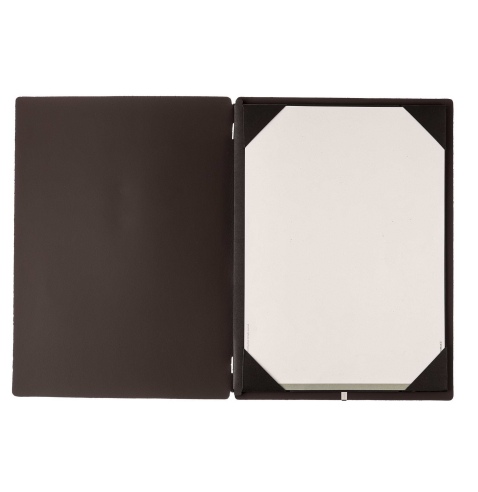 Porta Menu A4 (23,2x31,8 cm) senza etichetta cornicetta (4 facciate) elastico nero SUGHERO NERO sp. 2.5