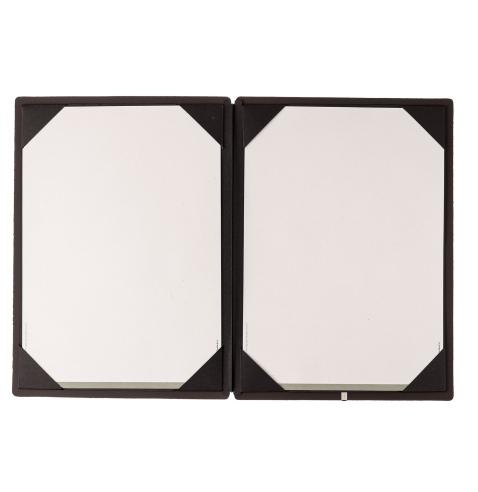 Porta Menu A4 (23,2x31,8 cm) senza etichetta cornicetta (4 facciate) elastico nero SUGHERO NERO sp. 2.5