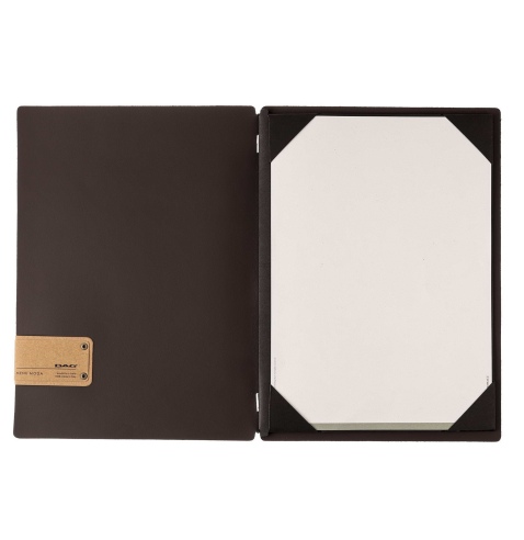 Porta Menu A4 (23,2x31,8 cm) etichetta PATCH "menu" cornicetta (4 facciate) elastico nero SUGHERO NERO sp. 2.5